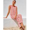 imageZESICA Womens Summer Two Piece Outfits Crop Tank Tops and Wide Leg Pants Striped Lounge Beach Travel SetsRust