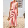 imageZESICA Womens Summer Two Piece Outfits Crop Tank Tops and Wide Leg Pants Striped Lounge Beach Travel SetsRust
