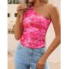 imageZESICA Womens Going Out Tank Top Summer Floral Off Shoulder Slim Fit Y2K Crop Tops Beach Vacation OutfitsPink