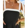 imageZESICA Womens Summer Sleeveless Mini Dress Tie Shoulder Square Neck High Waist Swing A Line Short SundressesBlack