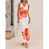 imageZESICA Womens 2025 Summer Bodycon Maxi Dress Sleeveless Halter Neck Floral Print Backless Wedding Guest Party Long DressesOrange
