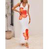 imageZESICA Womens 2025 Summer Bodycon Maxi Dress Sleeveless Halter Neck Floral Print Backless Wedding Guest Party Long DressesOrange