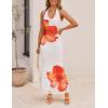 imageZESICA Womens 2025 Summer Bodycon Maxi Dress Sleeveless Halter Neck Floral Print Backless Wedding Guest Party Long DressesOrange