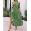 imageZESICA Womens 2025 Summer Casual Floral Print Short Sleeve V Neck High Waist A Line Tiered Flowy Boho Maxi DressGreen