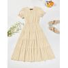 imageZESICA Womens 2025 Summer Puff Short Sleeve Midi Dress Floral V Neck Textured Ruffle Flowy Beach Party DressesApricot