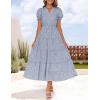 imageZESICA Womens 2025 Summer Puff Short Sleeve Midi Dress Floral V Neck Textured Ruffle Flowy Beach Party DressesDustyblue