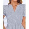 imageZESICA Womens 2025 Summer Puff Short Sleeve Midi Dress Floral V Neck Textured Ruffle Flowy Beach Party DressesDustytaro