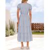 imageZESICA Womens 2025 Summer Puff Short Sleeve Midi Dress Floral V Neck Textured Ruffle Flowy Beach Party DressesDustytaro
