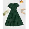 imageZESICA Womens 2025 Summer Puff Short Sleeve Midi Dress Floral V Neck Textured Ruffle Flowy Beach Party DressesGreen