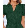 imageZESICA Womens 2025 Summer Puff Short Sleeve Midi Dress Floral V Neck Textured Ruffle Flowy Beach Party DressesGreen