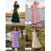 imageZESICA Womens 2025 Summer Puff Short Sleeve Midi Dress Floral V Neck Textured Ruffle Flowy Beach Party DressesRust