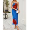 imageZESICA Womens Boho Floral Strapless Maxi Dress 2025 Summer Off Shoulder Bodycon Beach Party Long DressesBlue