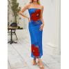 imageZESICA Womens Boho Floral Strapless Maxi Dress 2025 Summer Off Shoulder Bodycon Beach Party Long DressesBlue