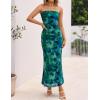 imageZESICA Womens Boho Floral Strapless Maxi Dress 2025 Summer Off Shoulder Bodycon Beach Party Long DressesGreen