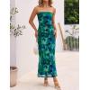 imageZESICA Womens Boho Floral Strapless Maxi Dress 2025 Summer Off Shoulder Bodycon Beach Party Long DressesGreen