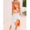 imageZESICA Womens Boho Floral Strapless Maxi Dress 2025 Summer Off Shoulder Bodycon Beach Party Long DressesOrange