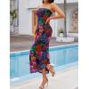 imageZESICA Womens Boho Floral Strapless Maxi Dress 2025 Summer Off Shoulder Bodycon Beach Party Long DressesPurple