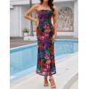 imageZESICA Womens Boho Floral Strapless Maxi Dress 2025 Summer Off Shoulder Bodycon Beach Party Long DressesPurple