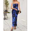 imageZESICA Womens Boho Floral Strapless Maxi Dress 2025 Summer Off Shoulder Bodycon Beach Party Long DressesRoyal Blue