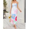 imageZESICA Womens Boho Floral Strapless Maxi Dress 2025 Summer Off Shoulder Bodycon Beach Party Long DressesSky