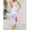 imageZESICA Womens Boho Floral Strapless Maxi Dress 2025 Summer Off Shoulder Bodycon Beach Party Long DressesSky