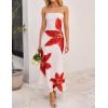 imageZESICA Womens Boho Floral Strapless Maxi Dress 2025 Summer Off Shoulder Bodycon Beach Party Long DressesWhite
