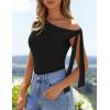 imageZESICA Womens Off Shoulder Tops 2025 Summer Sleeveless Knit Slim Fit Cute T Shirts Going Out Tank TopBlack