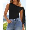 imageZESICA Womens Off Shoulder Tops 2025 Summer Sleeveless Knit Slim Fit Cute T Shirts Going Out Tank TopBlack