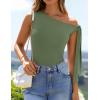 imageZESICA Womens Off Shoulder Tops 2025 Summer Sleeveless Knit Slim Fit Cute T Shirts Going Out Tank TopGreen