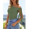 imageZESICA Womens Off Shoulder Tops 2025 Summer Sleeveless Knit Slim Fit Cute T Shirts Going Out Tank TopGreen