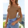imageZESICA Womens Off Shoulder Tops 2025 Summer Sleeveless Knit Slim Fit Cute T Shirts Going Out Tank TopMocha