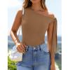 imageZESICA Womens Off Shoulder Tops 2025 Summer Sleeveless Knit Slim Fit Cute T Shirts Going Out Tank TopMocha