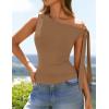 imageZESICA Womens Off Shoulder Tops 2025 Summer Sleeveless Knit Slim Fit Cute T Shirts Going Out Tank TopMocha