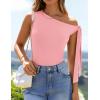 imageZESICA Womens Off Shoulder Tops 2025 Summer Sleeveless Knit Slim Fit Cute T Shirts Going Out Tank TopPink