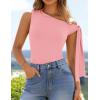 imageZESICA Womens Off Shoulder Tops 2025 Summer Sleeveless Knit Slim Fit Cute T Shirts Going Out Tank TopPink