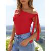 imageZESICA Womens Off Shoulder Tops 2025 Summer Sleeveless Knit Slim Fit Cute T Shirts Going Out Tank TopRed