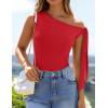 imageZESICA Womens Off Shoulder Tops 2025 Summer Sleeveless Knit Slim Fit Cute T Shirts Going Out Tank TopRed