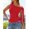 imageZESICA Womens Off Shoulder Tops 2025 Summer Sleeveless Knit Slim Fit Cute T Shirts Going Out Tank TopRed