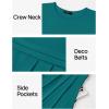 imageZESICA Womens Summer Short Sleeve Maxi Dress 2025 Casual Crewneck Pleated A Line Flowy Long Dresses with PocketsAqua
