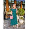imageZESICA Womens Summer Short Sleeve Maxi Dress 2025 Casual Crewneck Pleated A Line Flowy Long Dresses with PocketsAqua