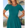 imageZESICA Womens Summer Short Sleeve Maxi Dress 2025 Casual Crewneck Pleated A Line Flowy Long Dresses with PocketsAqua