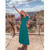 imageZESICA Womens Summer Short Sleeve Maxi Dress 2025 Casual Crewneck Pleated A Line Flowy Long Dresses with PocketsAqua