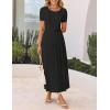 imageZESICA Womens Summer Short Sleeve Maxi Dress 2025 Casual Crewneck Pleated A Line Flowy Long Dresses with PocketsBlack