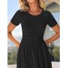 imageZESICA Womens Summer Short Sleeve Maxi Dress 2025 Casual Crewneck Pleated A Line Flowy Long Dresses with PocketsBlack