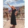 imageZESICA Womens Summer Short Sleeve Maxi Dress 2025 Casual Crewneck Pleated A Line Flowy Long Dresses with PocketsBlack