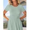 imageZESICA Womens Summer Short Sleeve Maxi Dress 2025 Casual Crewneck Pleated A Line Flowy Long Dresses with PocketsGreen