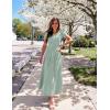 imageZESICA Womens Summer Short Sleeve Maxi Dress 2025 Casual Crewneck Pleated A Line Flowy Long Dresses with PocketsGreen