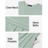 imageZESICA Womens Summer Short Sleeve Maxi Dress 2025 Casual Crewneck Pleated A Line Flowy Long Dresses with PocketsGreen