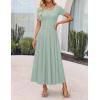 imageZESICA Womens Summer Short Sleeve Maxi Dress 2025 Casual Crewneck Pleated A Line Flowy Long Dresses with PocketsGreen