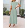 imageZESICA Womens Summer Short Sleeve Maxi Dress 2025 Casual Crewneck Pleated A Line Flowy Long Dresses with PocketsGreen